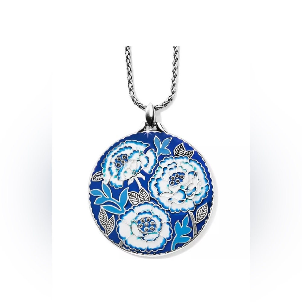 Brighton Journey India INDIGO Blue Enamel Reversible Pendant Necklace